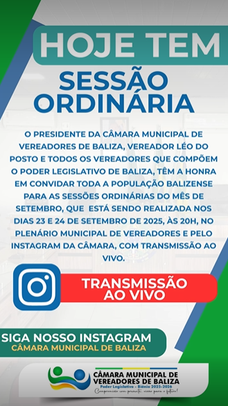 Participe! Hoje tem Sessão Ordinária